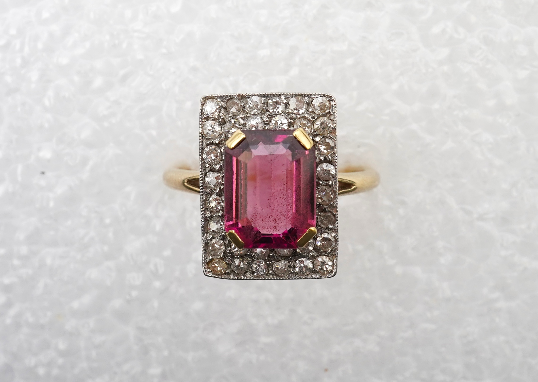 A pink tourmaline and diamond ring